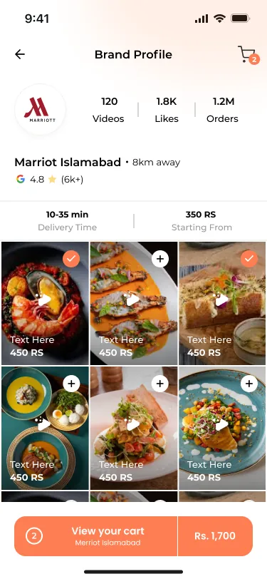 Cart with items added from the video feed