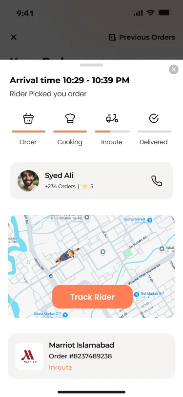 Live rider tracking on a map