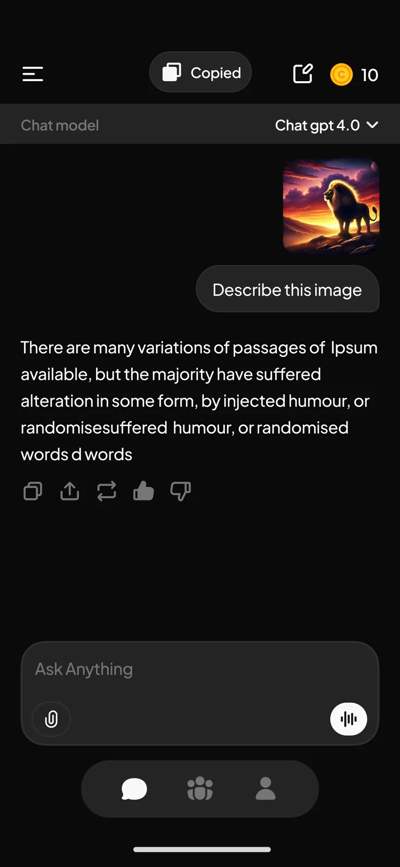 Chat replying to an image with a text response