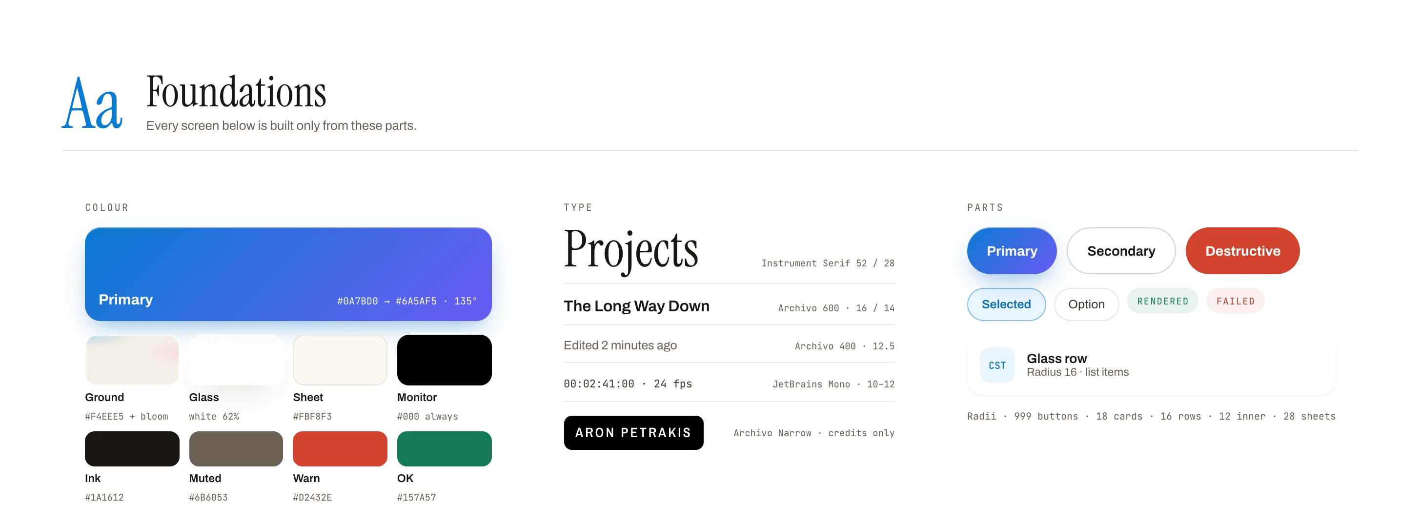 Last Reel foundations: colour, type and components