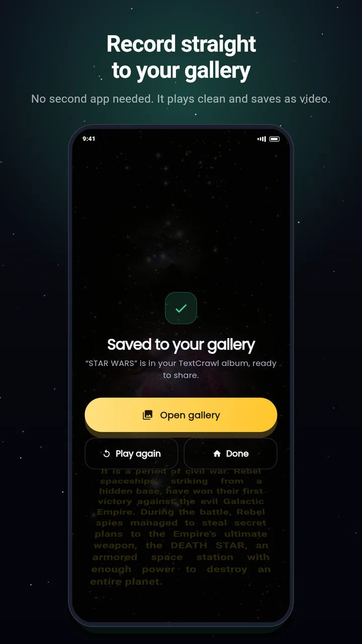TextCrawl recording to the device gallery